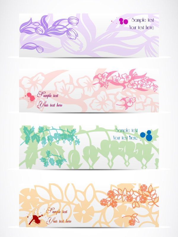 淡雅花纹banner01——矢量素材