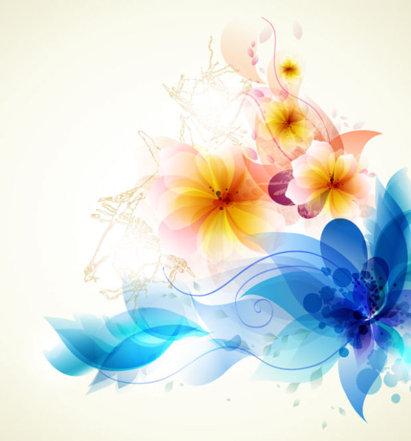 Romantic flower background 01 - vector material