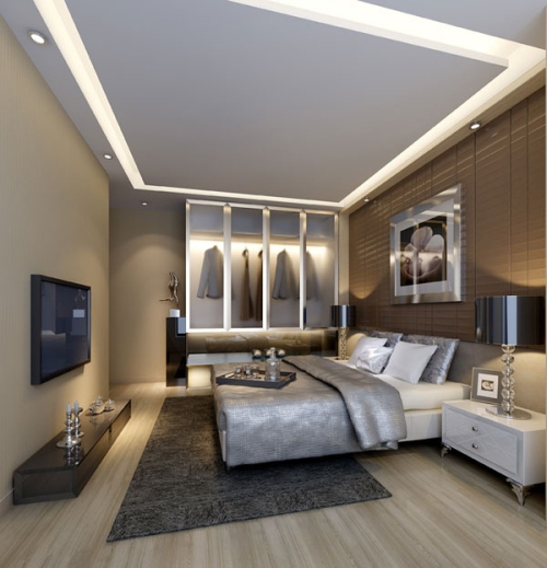 modern men's bedroom 3D model texture