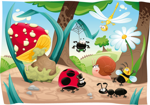 Cartoon forest insect illustrator vector material