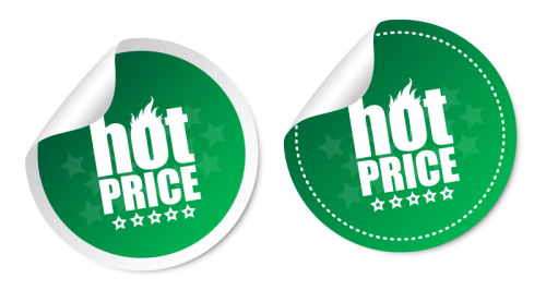 2 circular promotional stickers vector material